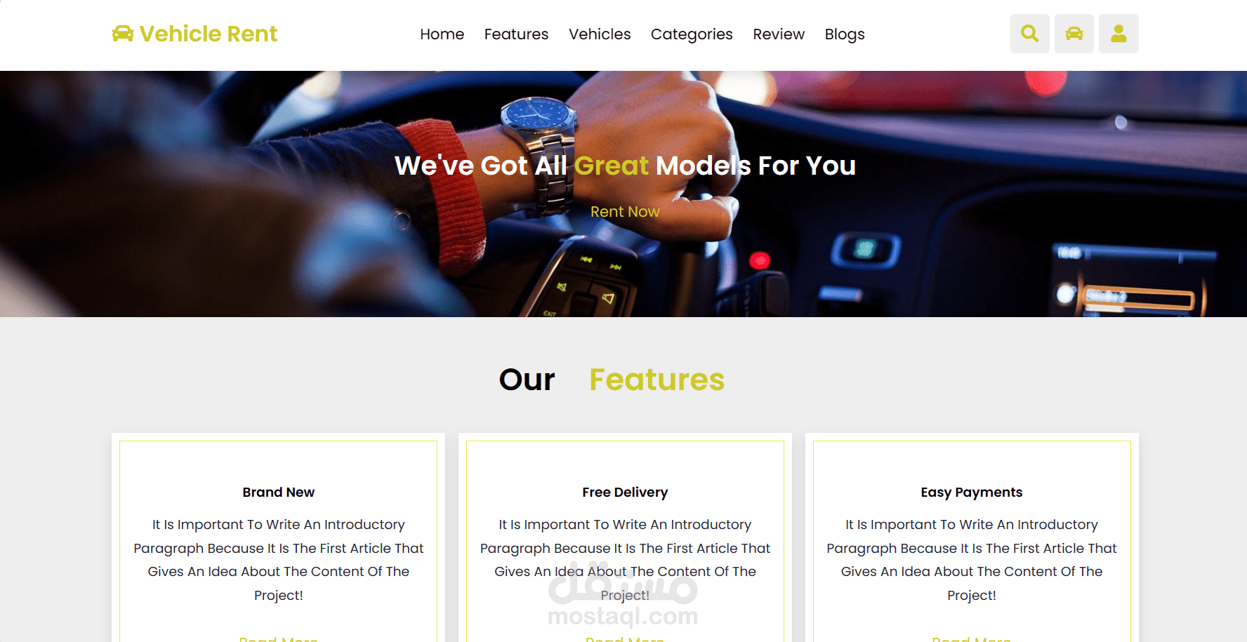 Vehicle rent homepage template