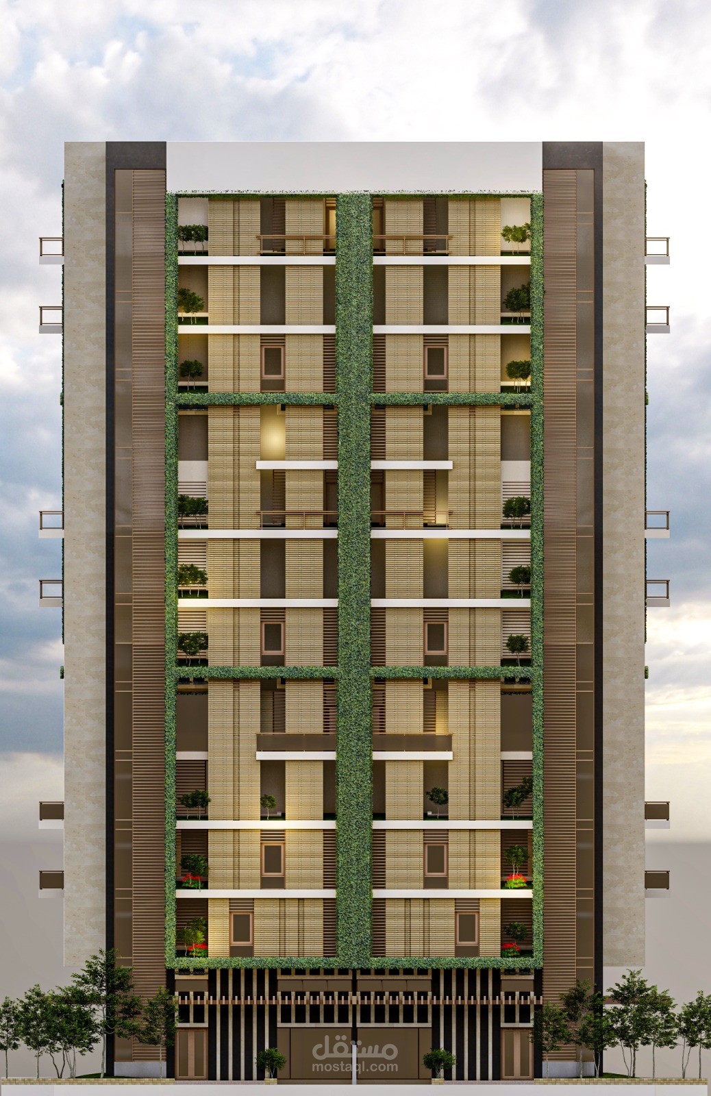 تصميم واجهة معمارية مستدامه لمبنى Building facade design (sustainable buildings)