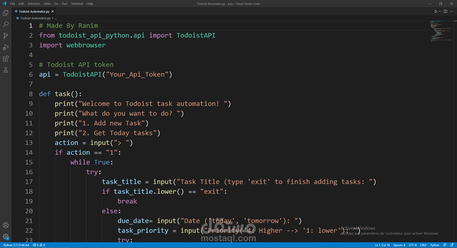 Todoist Automation with Python