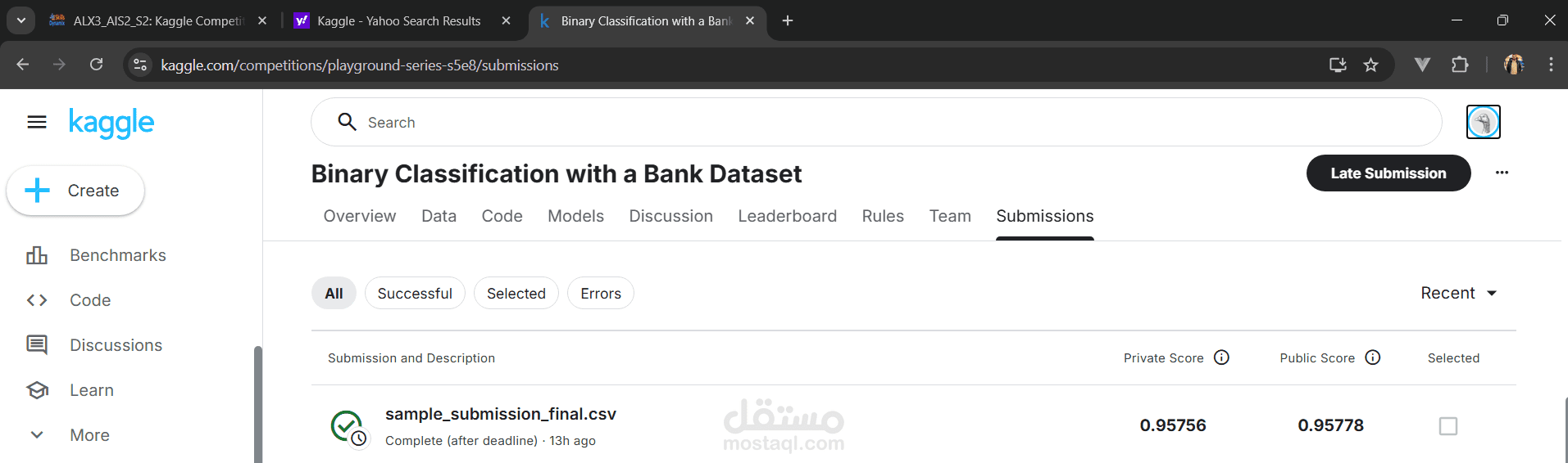 Kaggel Competition Bank  Classification Project