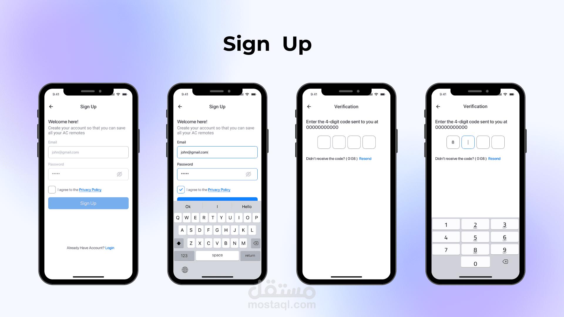 Mobile app ( Sign-up screens )