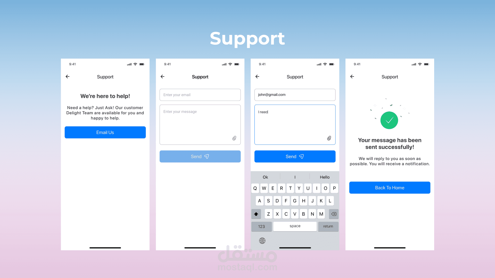 Mobile app ( Support screens )