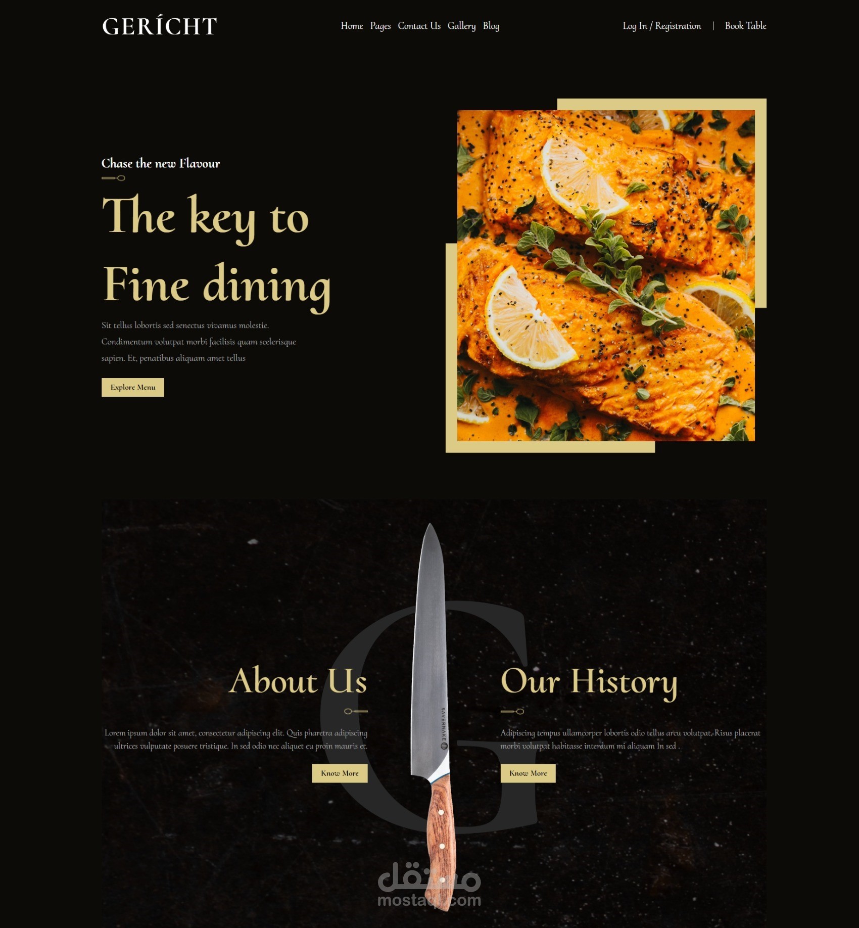 صفحة هبوط لمطعم