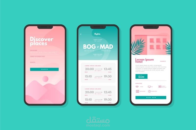 برمجة وتصميم تطبيق موبايل خاص بالسفر(Travel) - Mobile app
