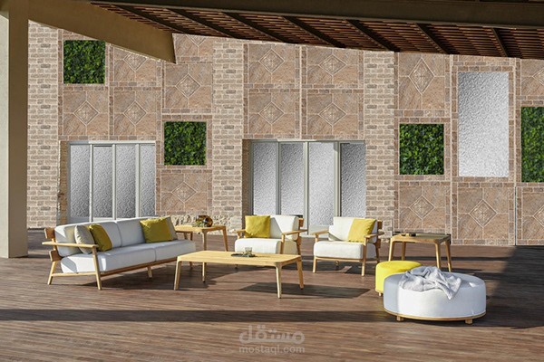تصميم مساحات خضراء وجلسات لفيلا سكنية