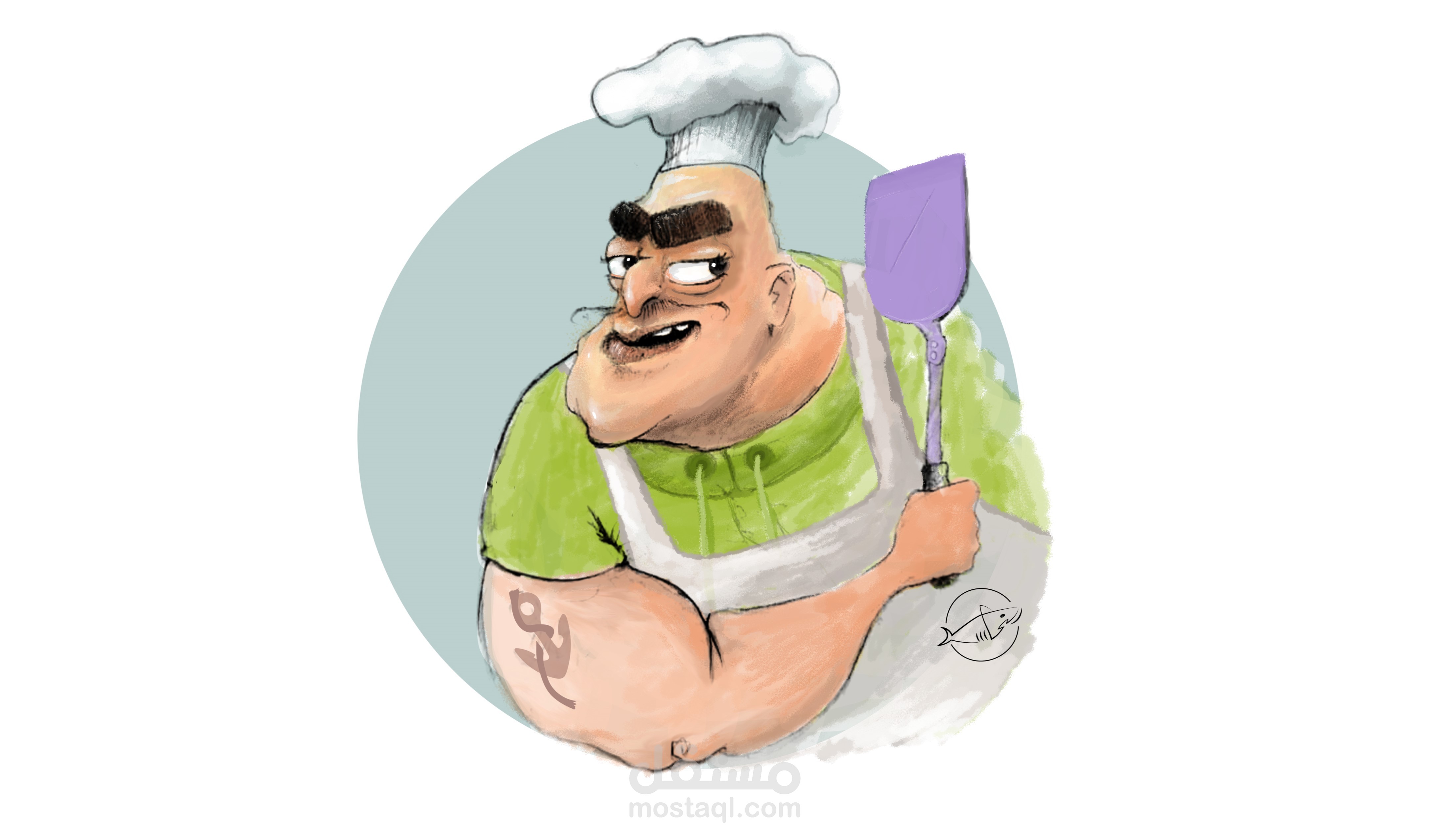 رسم شخصية كرتونية "الشيف" - chef cartoon