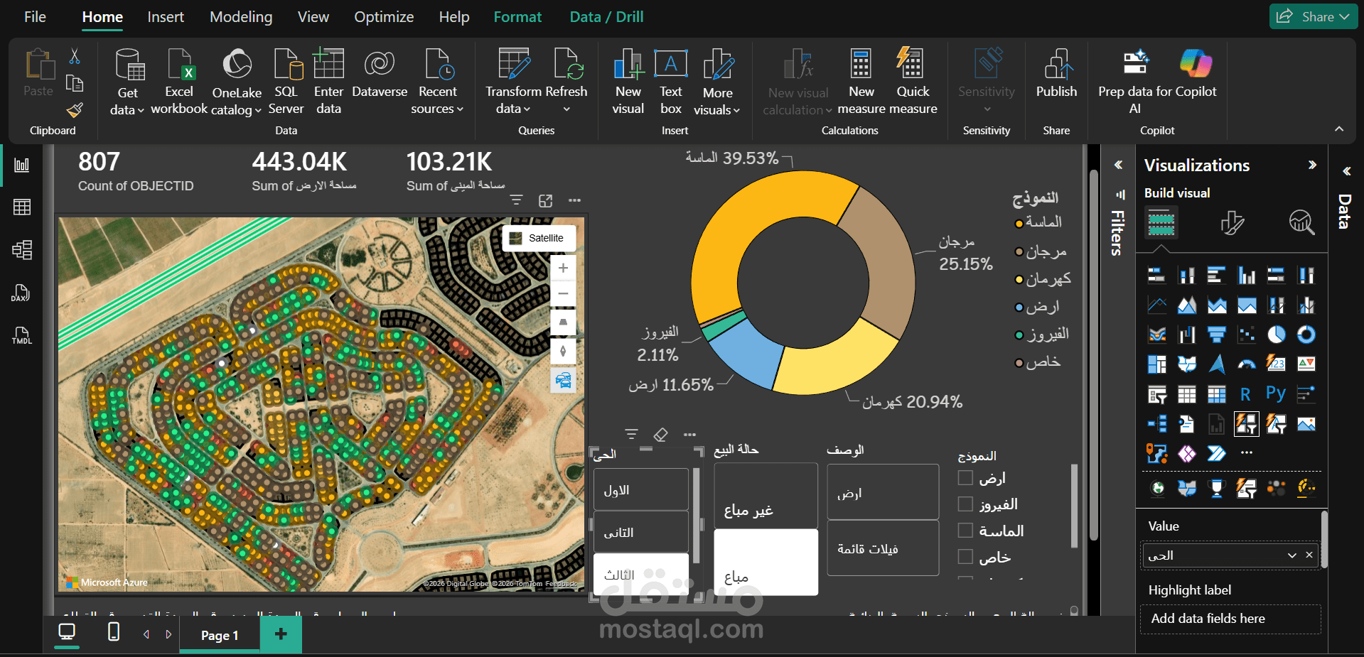 انشاء interactive dashboard  على برنامج  power bi