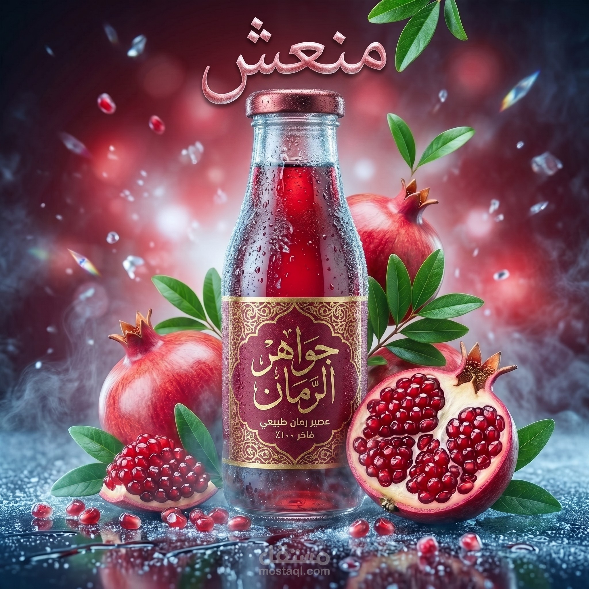 تصميم منشور إنستجرام احترافي لعصير الرمان