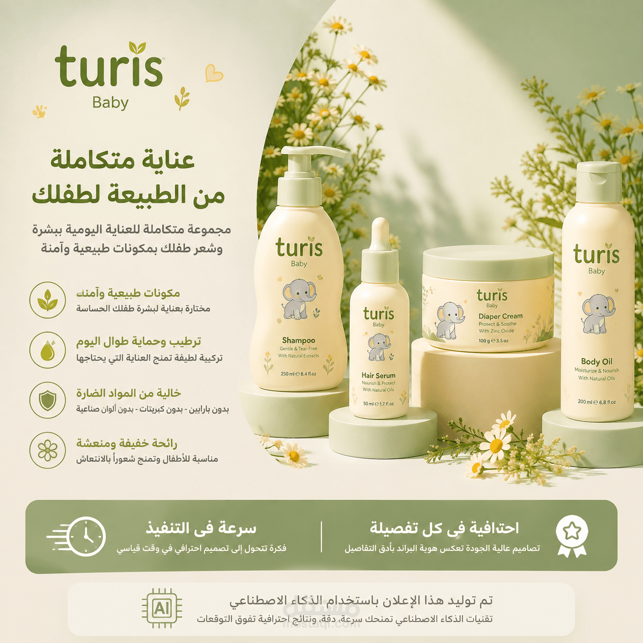 اعلان عن منتجات العناية بالاطفال بالذكاء الاصطناعي