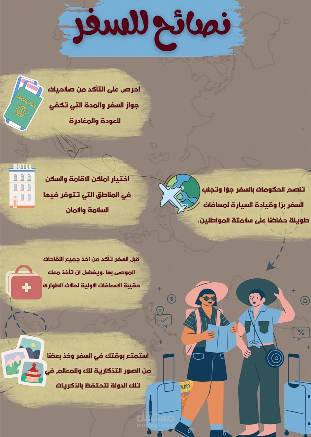 بوستر اعلاني لتوعية المسافرين ونصائح للسفر/ Infographic