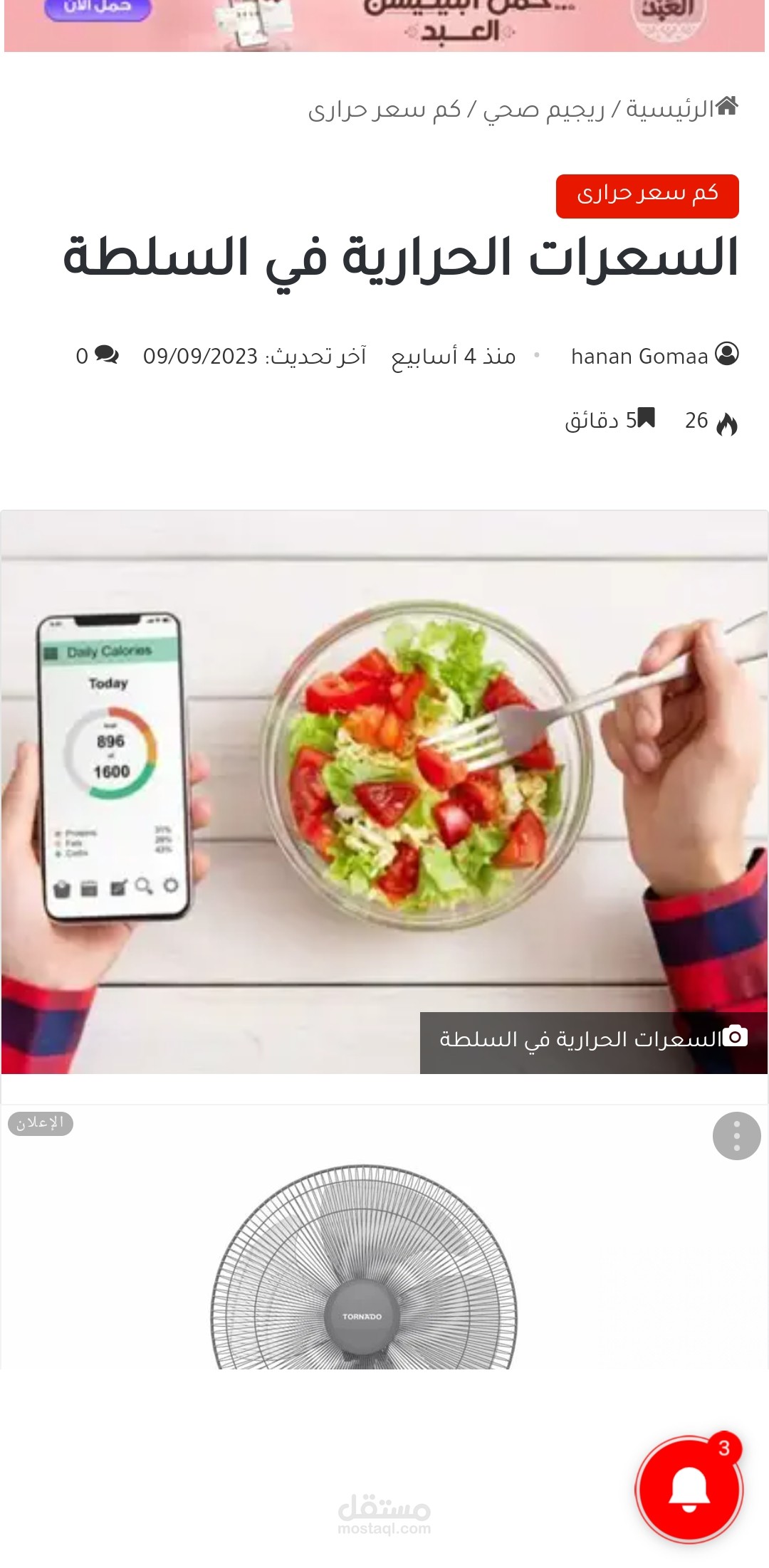 السعرات الحرارية في السلطة