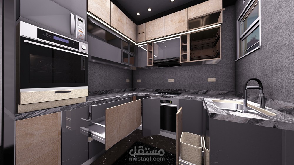 تصميم داخلي 3d لمطبخ مودرن