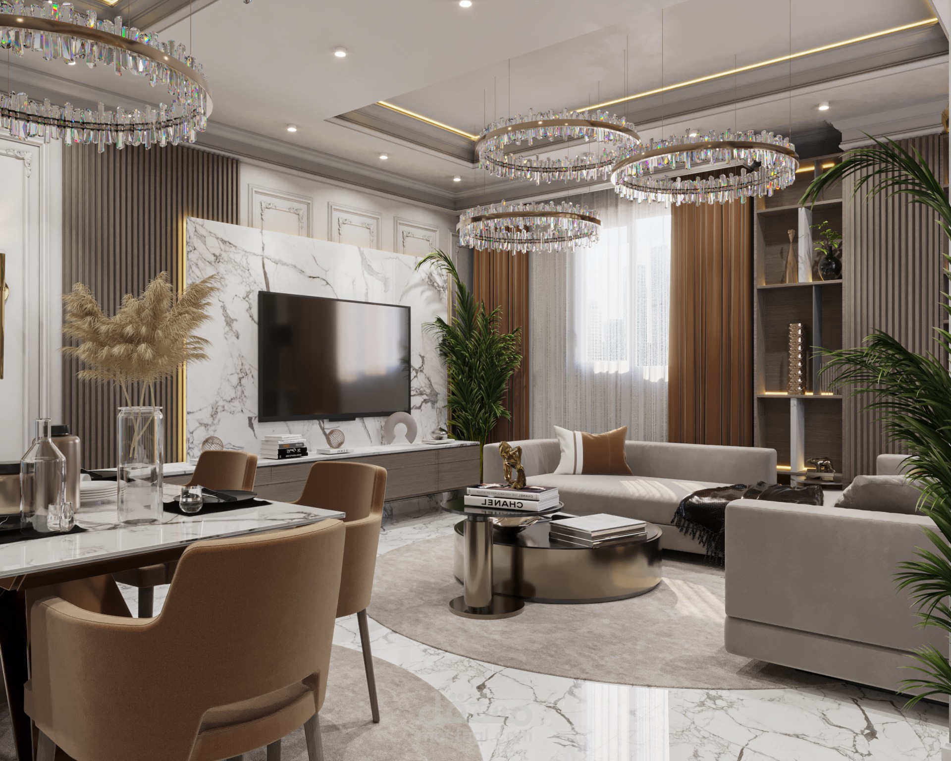 تصميم ريسيبشن نيوكلاسيك بمدينه المنصوره