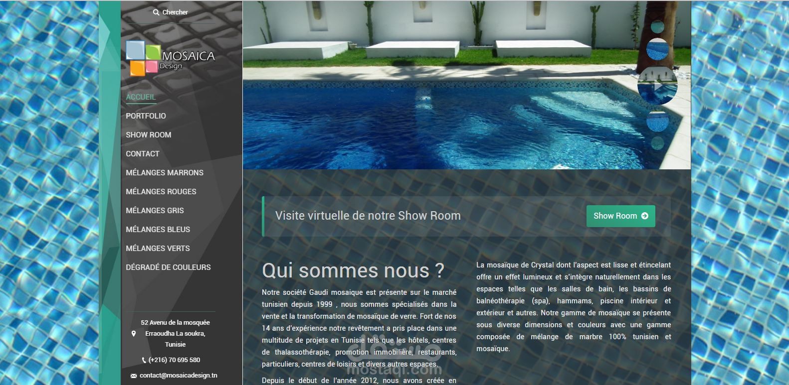 موقع لشركة MOSAICA DESIGN مع Interactif Panoramic Virtual Tour