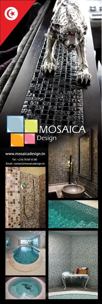 تصميم و انجاز بنر عمودي لشركة MOSAICA DESIGN
