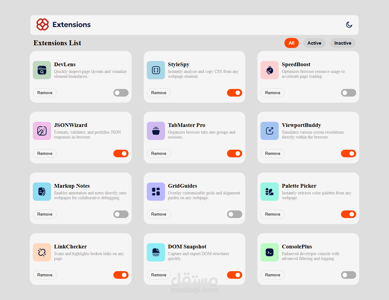 Developer Extensions Dashboard