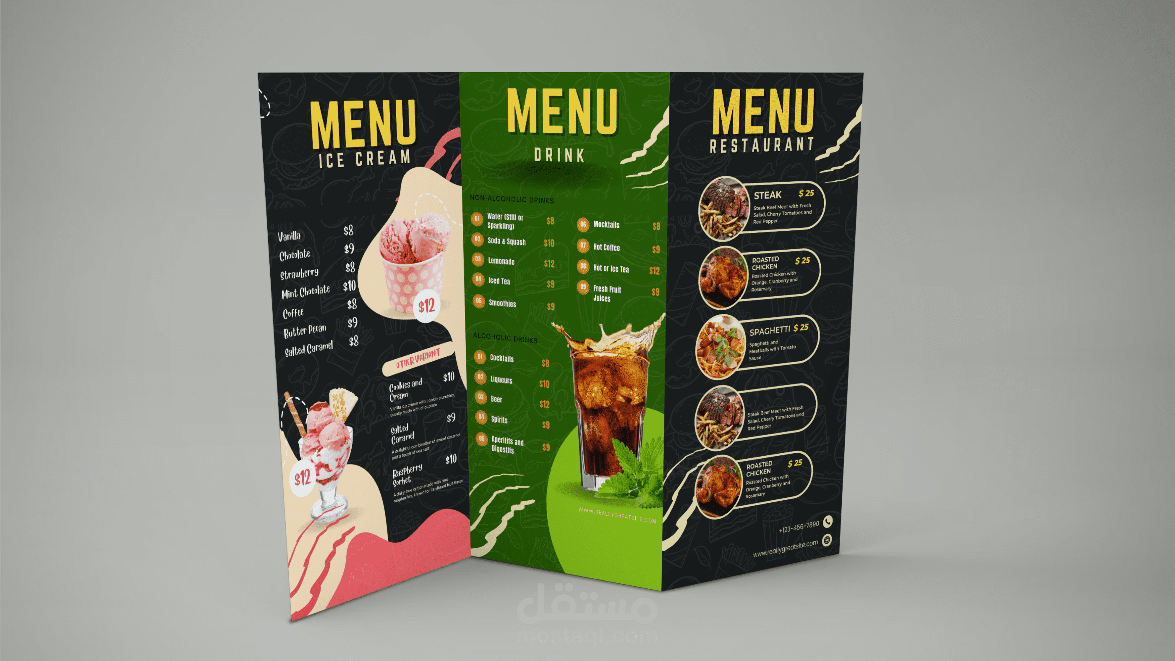 تصميم قائمة مأكولات, مشروبات, منيو مطعم ( Menu )