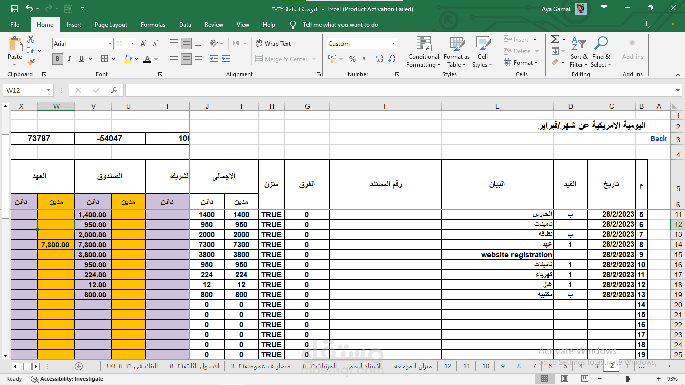 تسجيل مصاريف يوميه DATA ENTRY