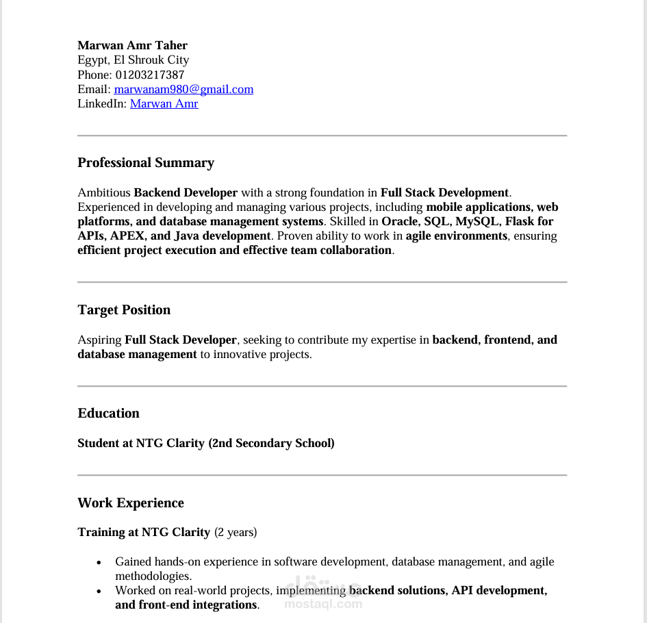 My cv (full-stack developer )