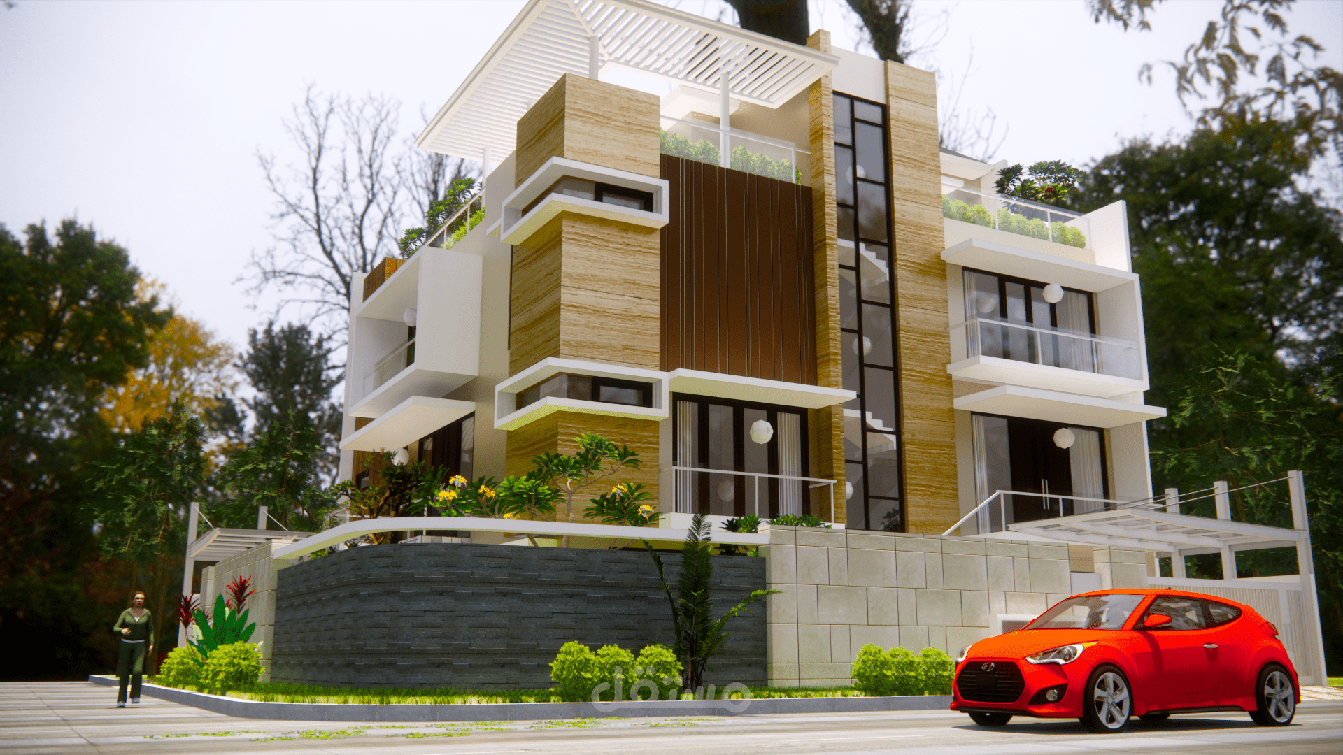 تصميم 3D واجهه فيلا تصميم خارجي وداخلى