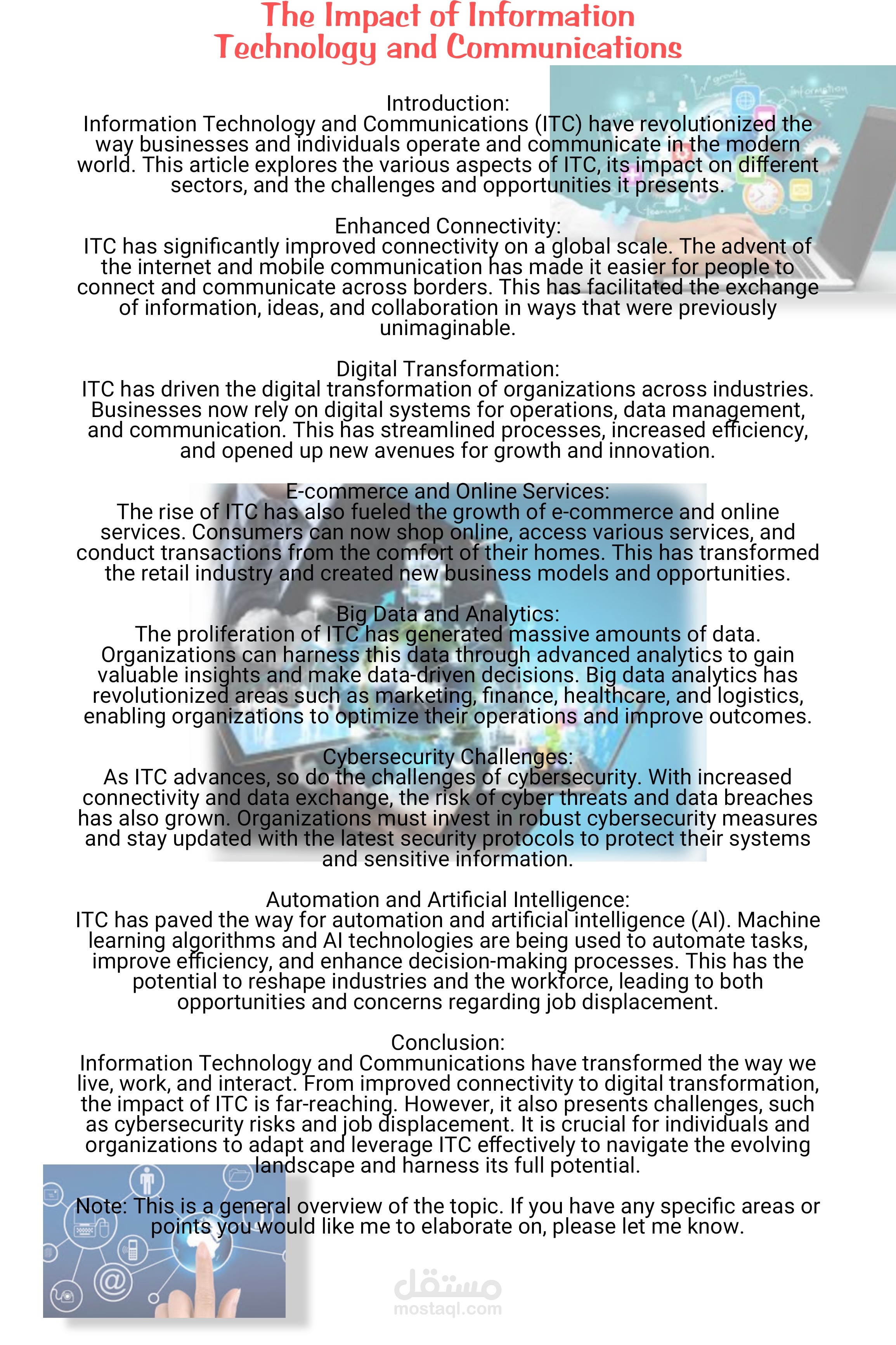 The Impact of Information Technology and Communications