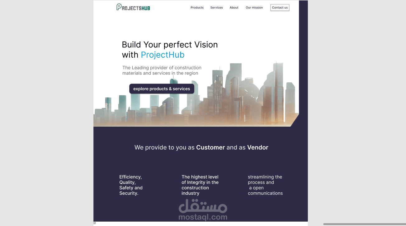تصميم صفحة رئيسية لموقع شركة (website design)