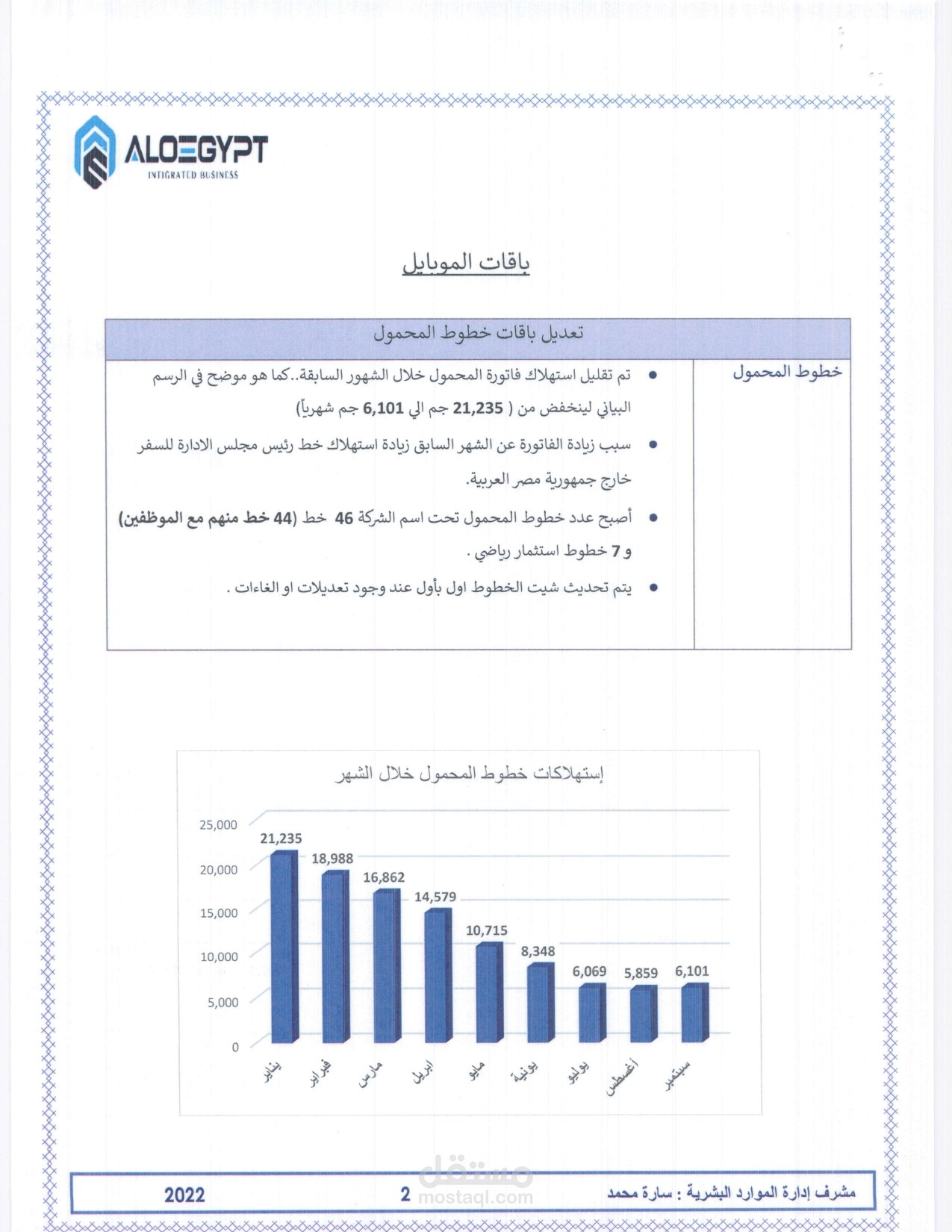 التقارير الشهرية