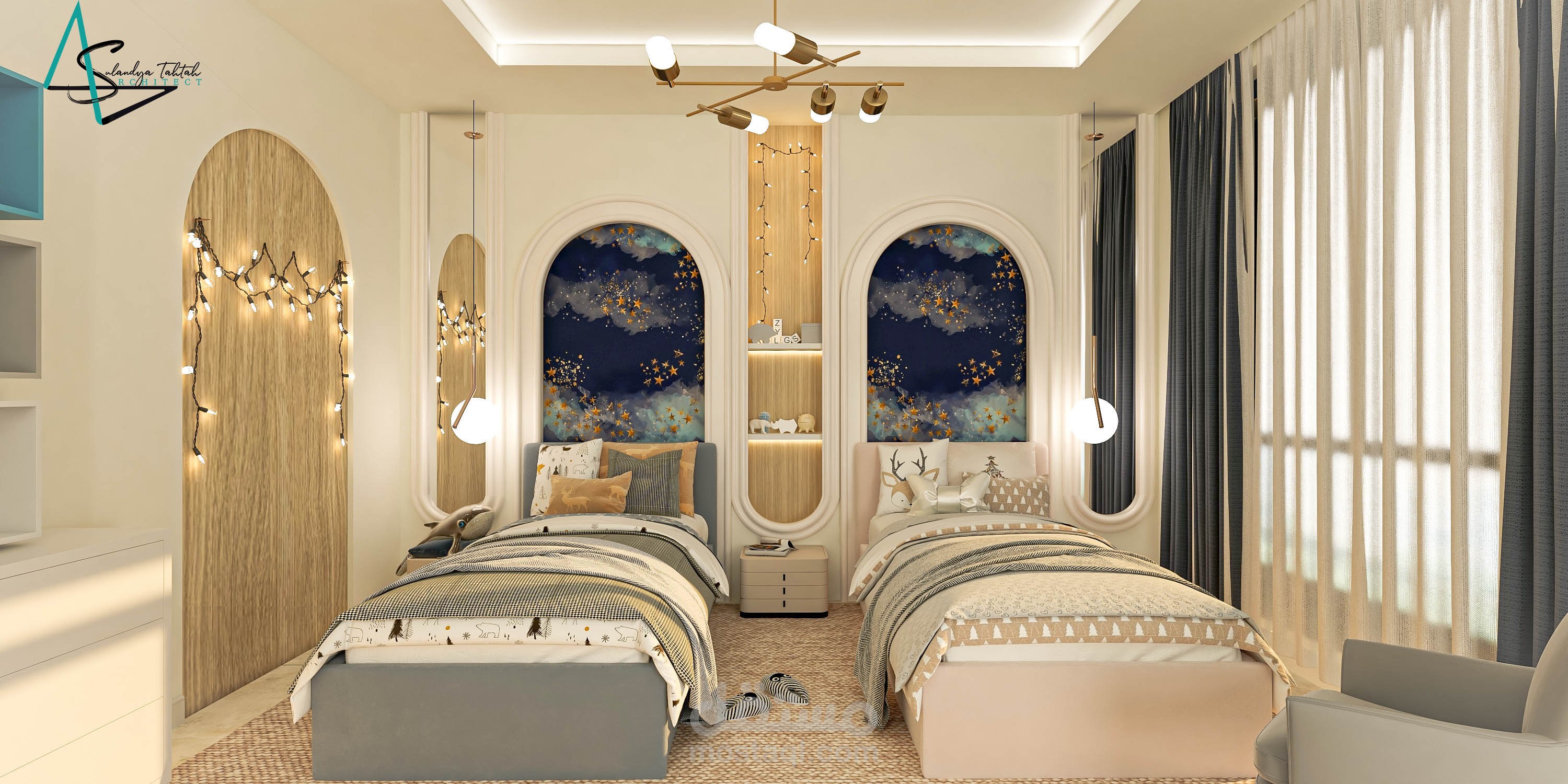 تصميم داخلي لغرفة نوم للأطفال باستخدام الطراز الحديث
