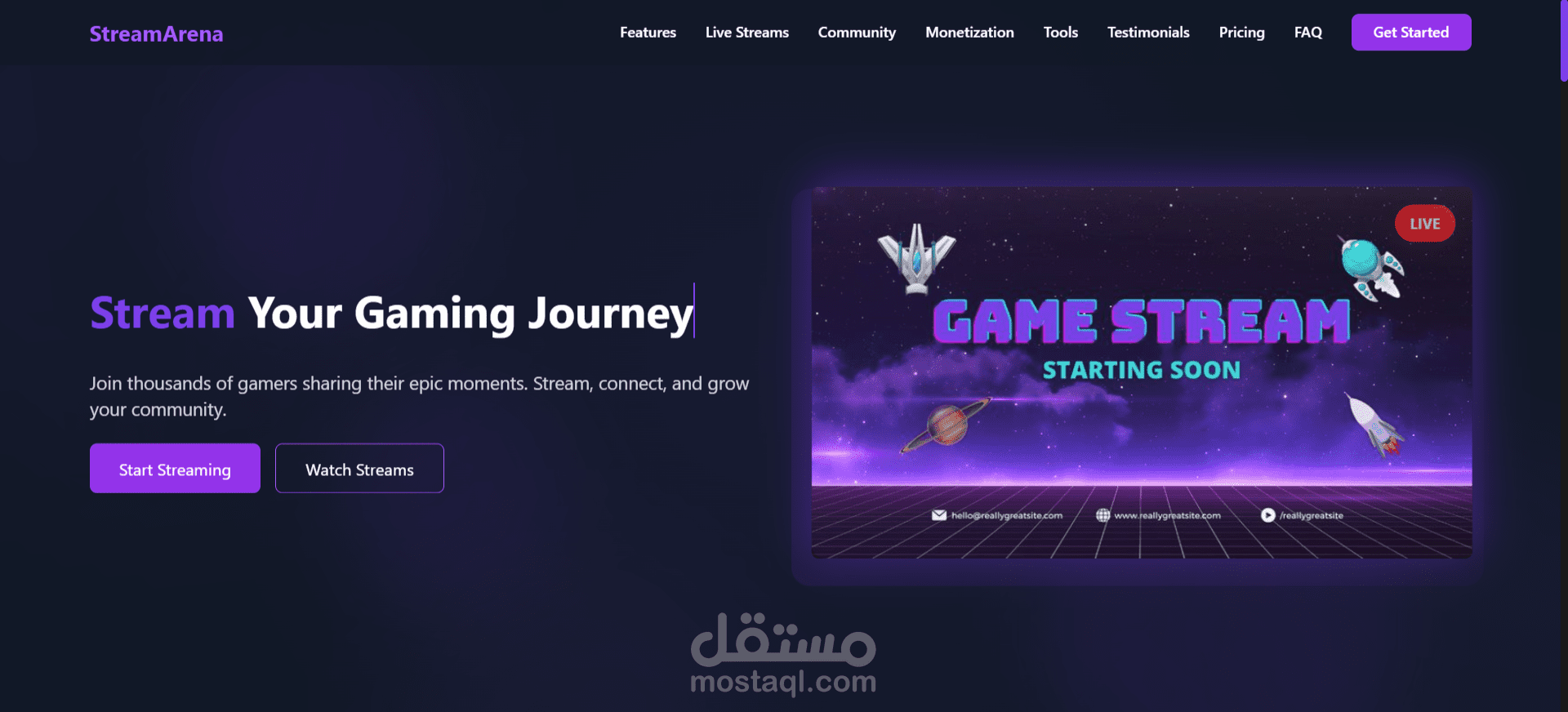 Stream Gaming Landing Page