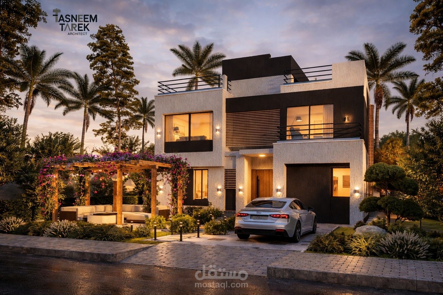 Modern villa exterior visualization