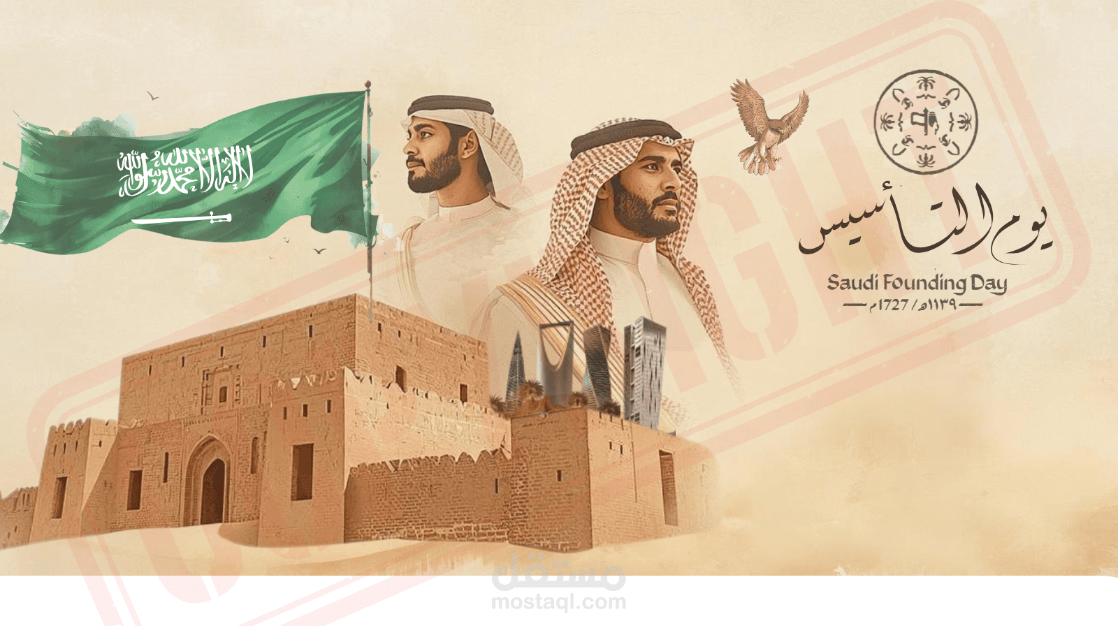 تصميم بطاقات تهنئة ل يوم التأسيس