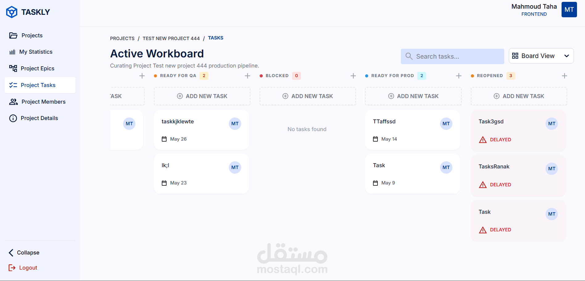 مشروع لوحة تحكم إدارة المشاريع (Projects Management Dashboard)