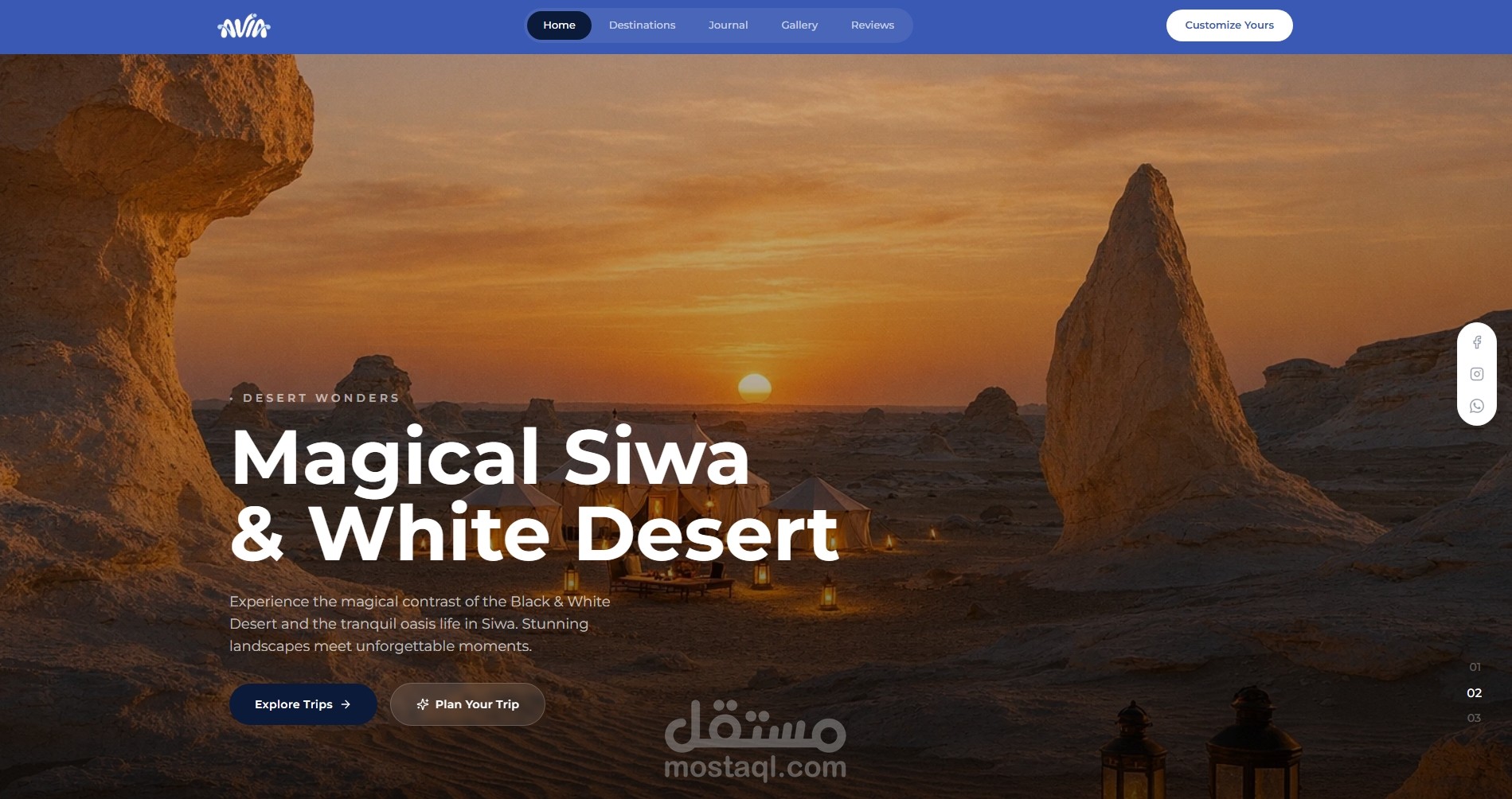 تصميم وتطوير موقع سياحي فاخر لوكالة Aviaeg