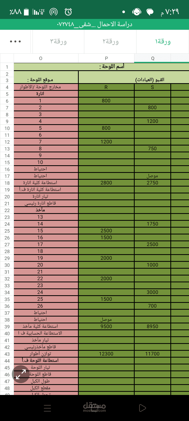 دراسة الاحمال الكهربائية لمشفى