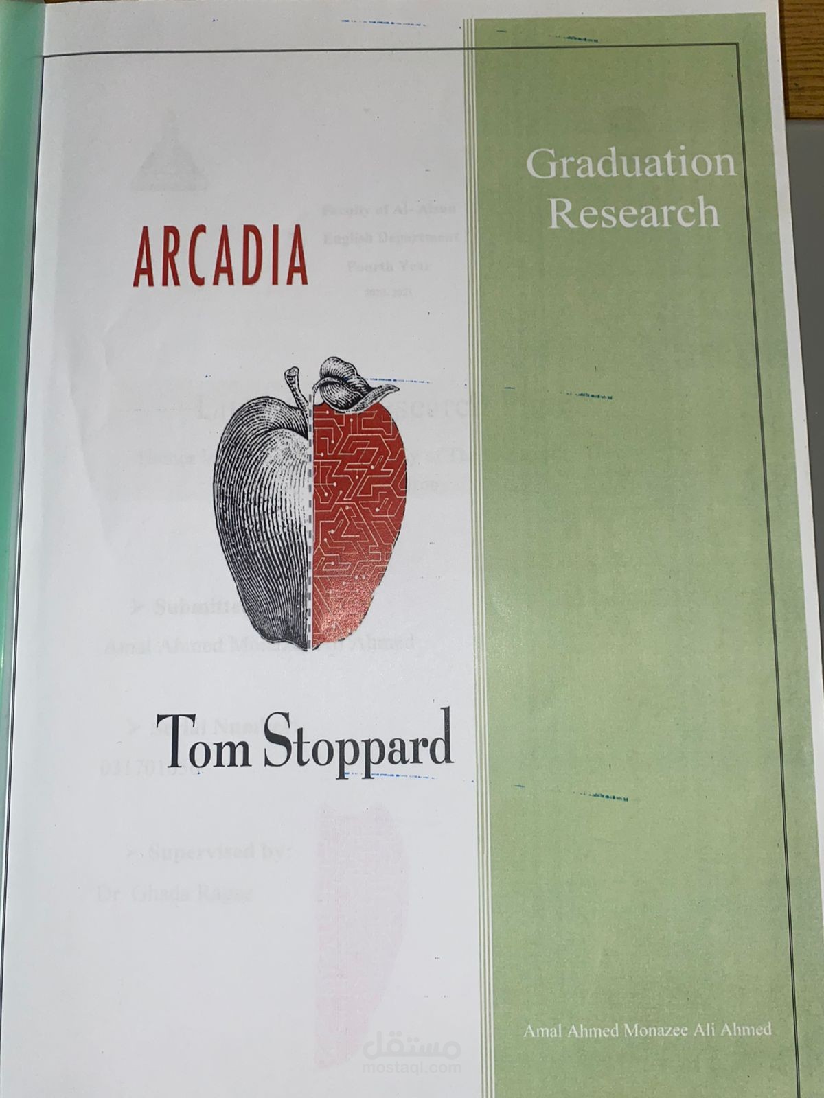 Research on humor in English literature through drama. Entitled "Humor in Arcadia (1993) by Tom Stoppard: A study of the  Incongruity Theory Through Irony" (2020-2021)
