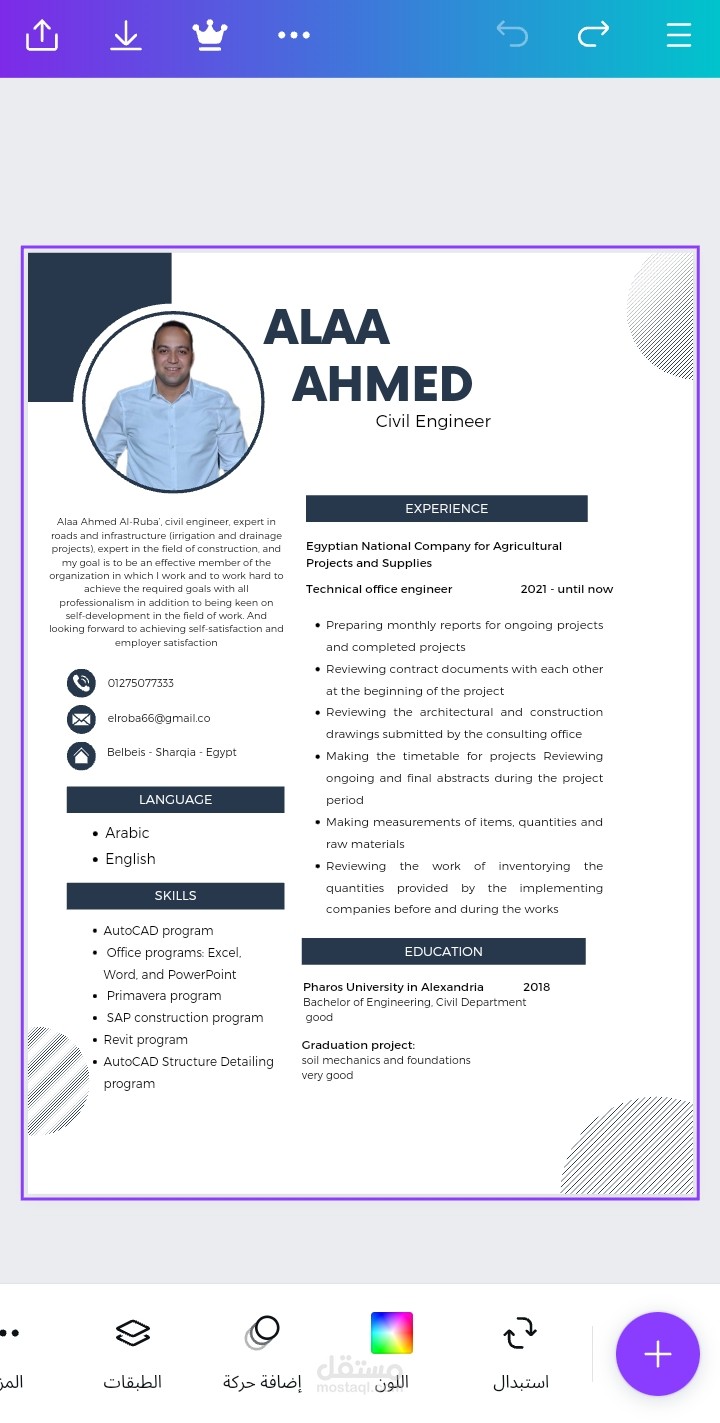 Cv for civil engineer