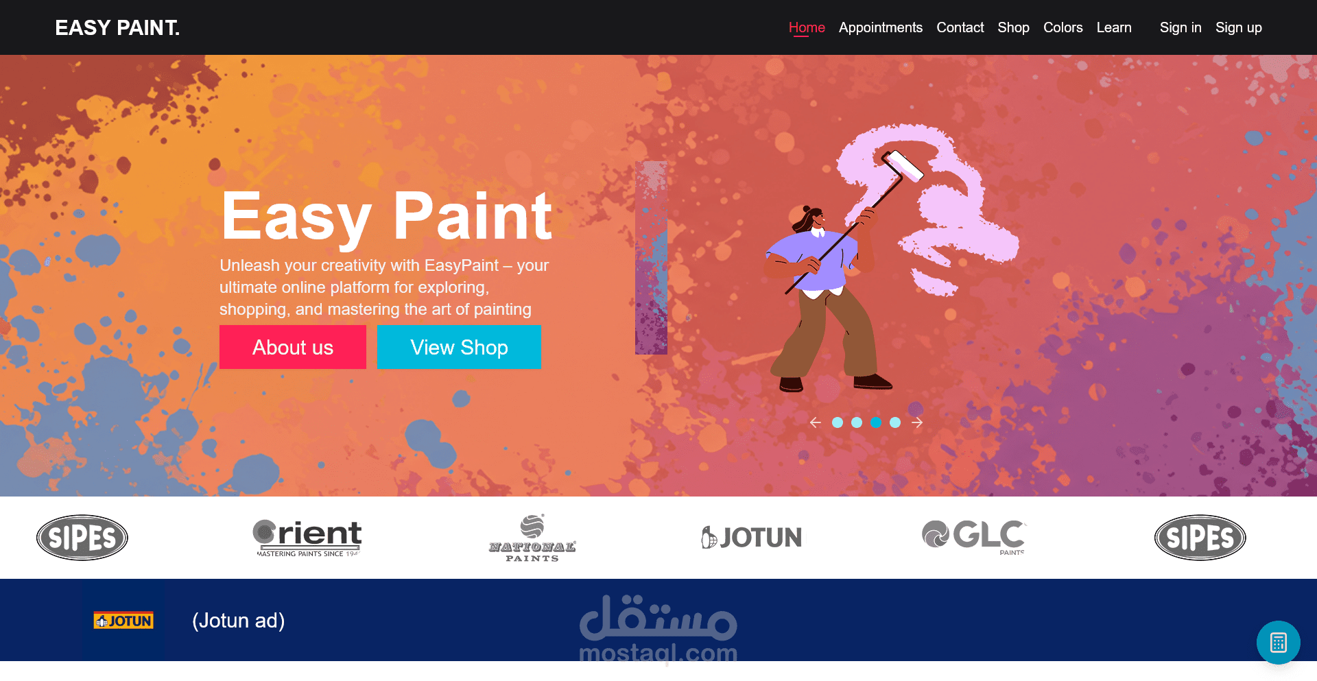 موقع تجارة إلكترونية متكامل Full Stack سهل الاستخدام للرسم (Easy Paint)