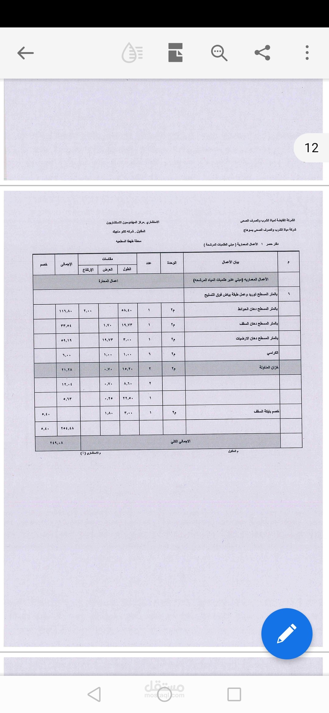 حصر كميات محطة مياة شرب