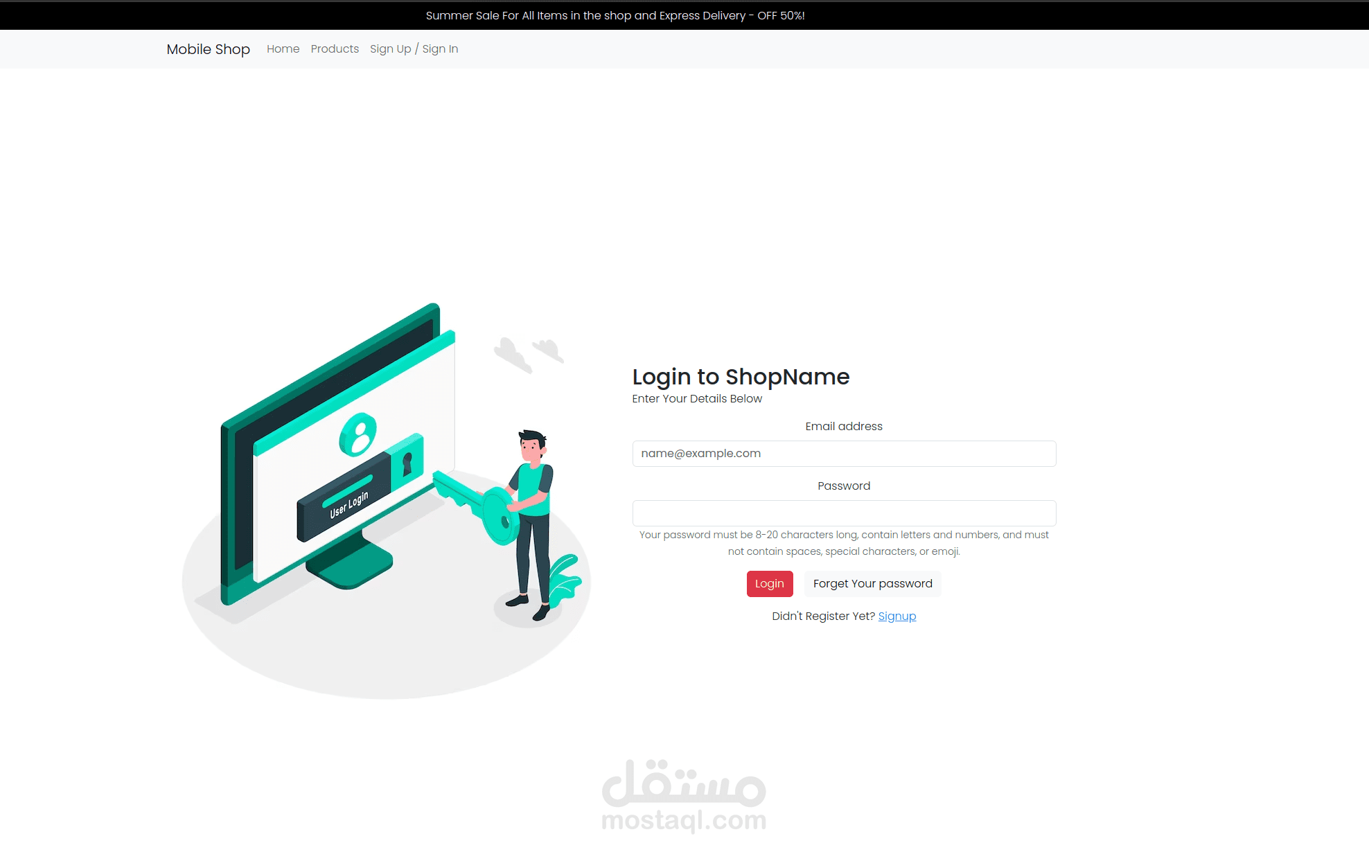 E-commerce Using Bootstrap and React