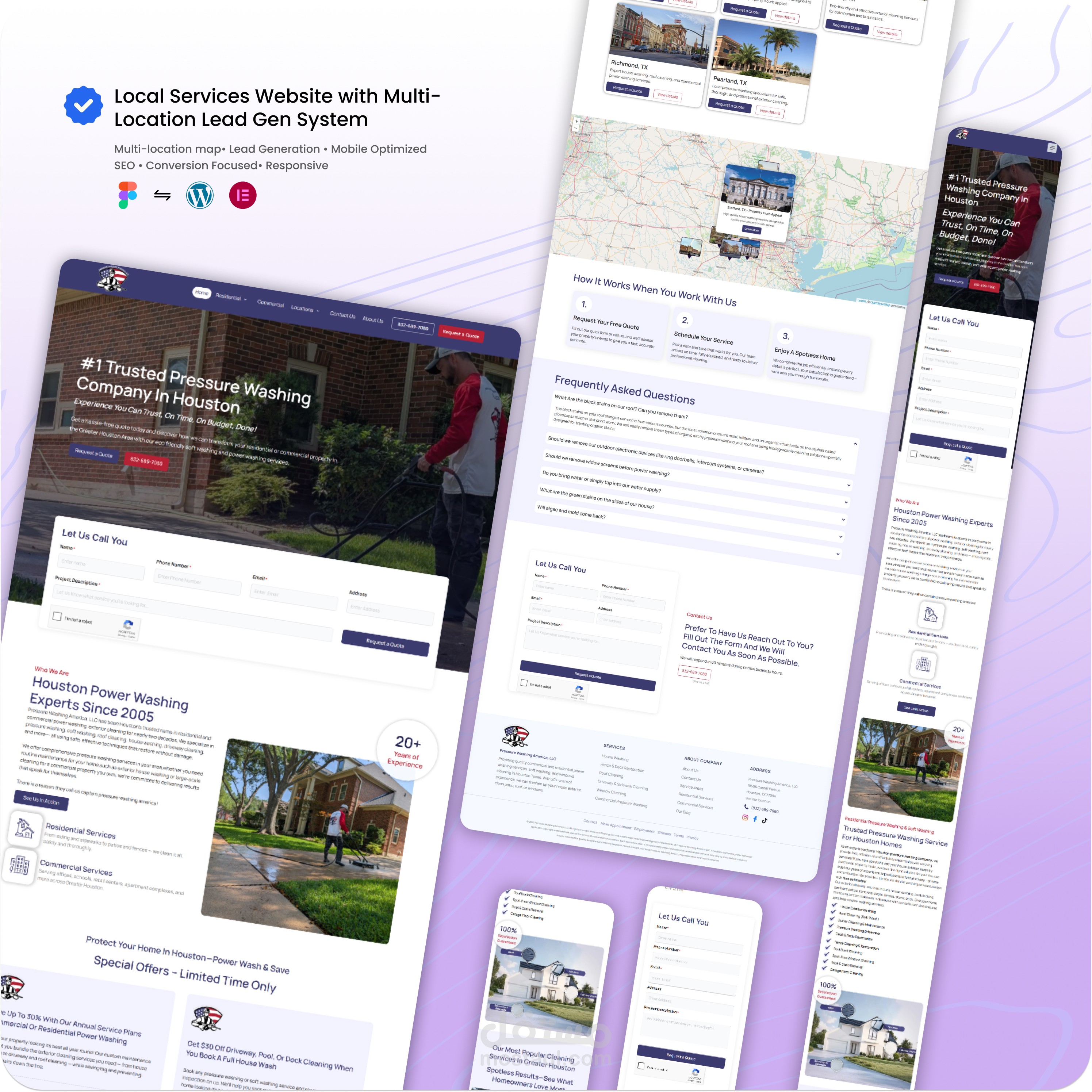 موقع ووردبريس للخدمات المحلية مع نظام توليد عملاء محتملين