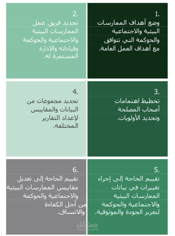 جزء مقتطع من ملف عملنا على ترجمته بعنوان العوامل الأساسية لنجاح الممارسات البيئية والاجتماعية والحوكمة