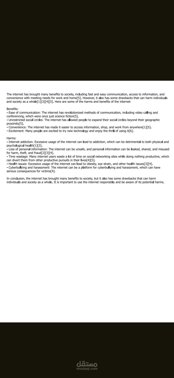 Harms and benefits of the Internet