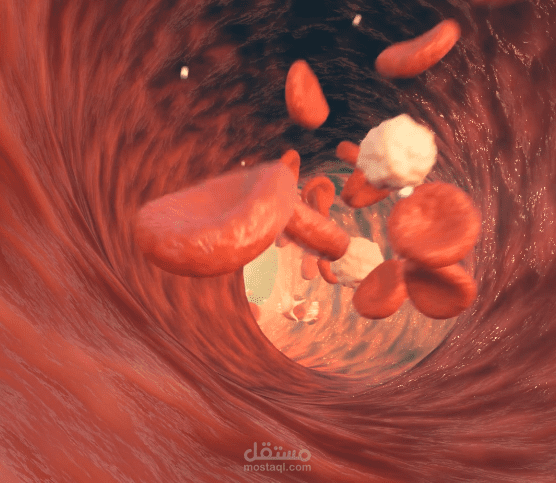 انيمايشن لخلايا الدم داخل وعاء دموي Blood cells 3d animation
