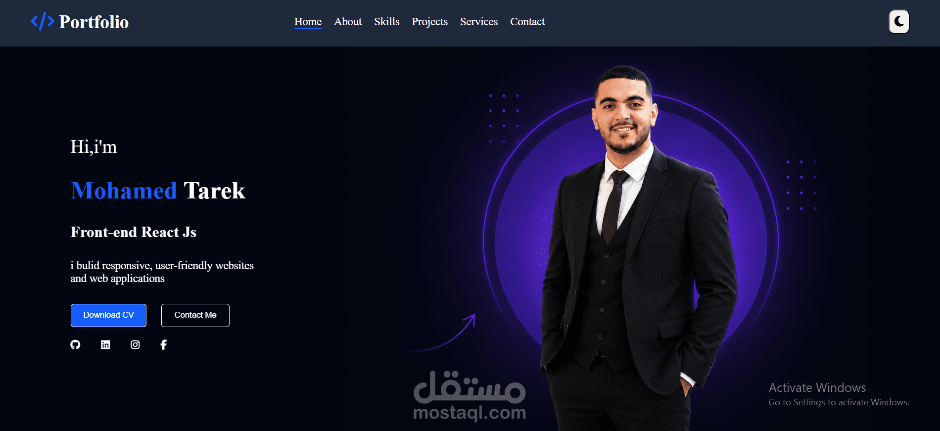 Portfolio احترافي عرض فيه الاعمال والخدمات او المهارات التي تقدمها.