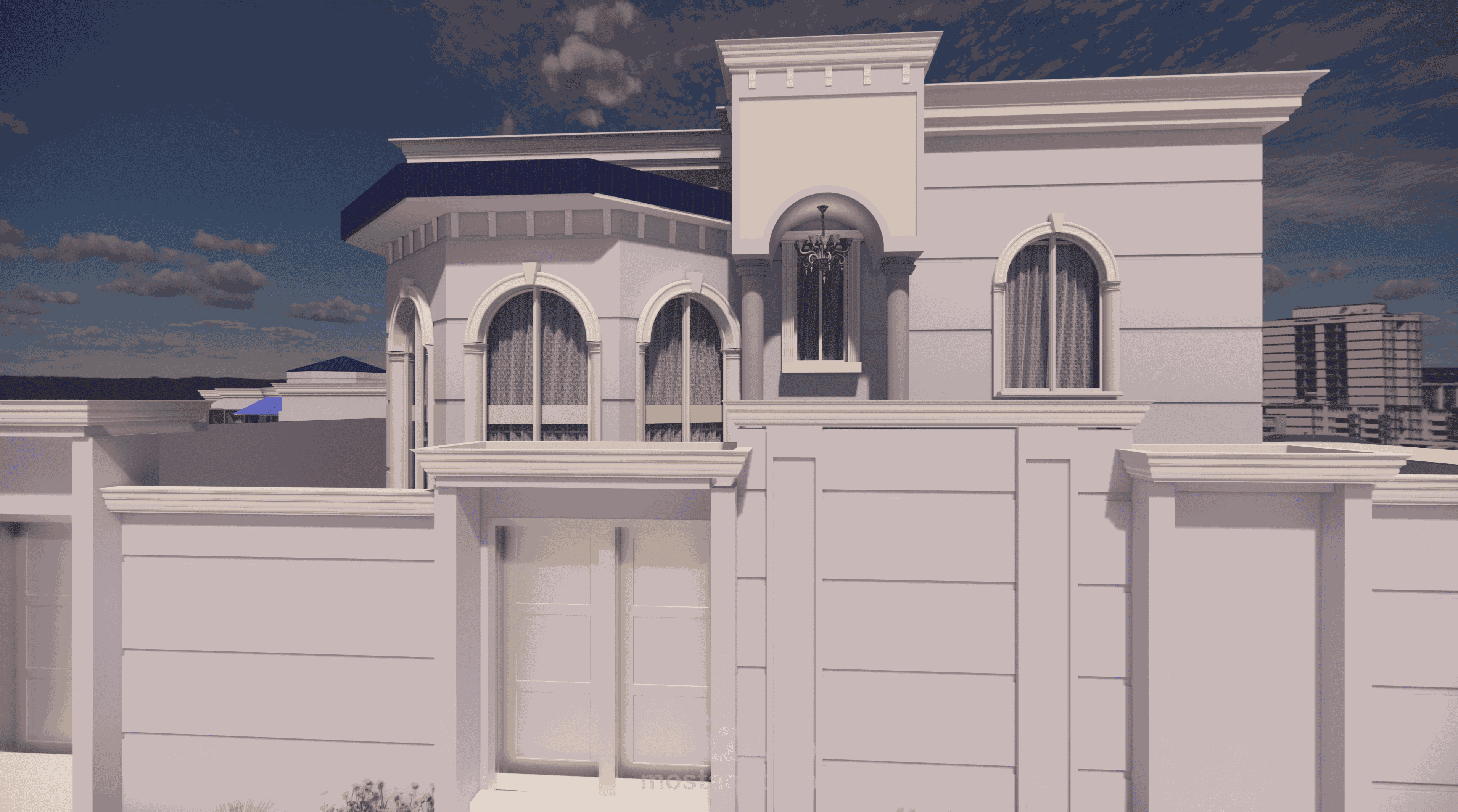 عمل واجهات كلاسيكية لمبنى سكني