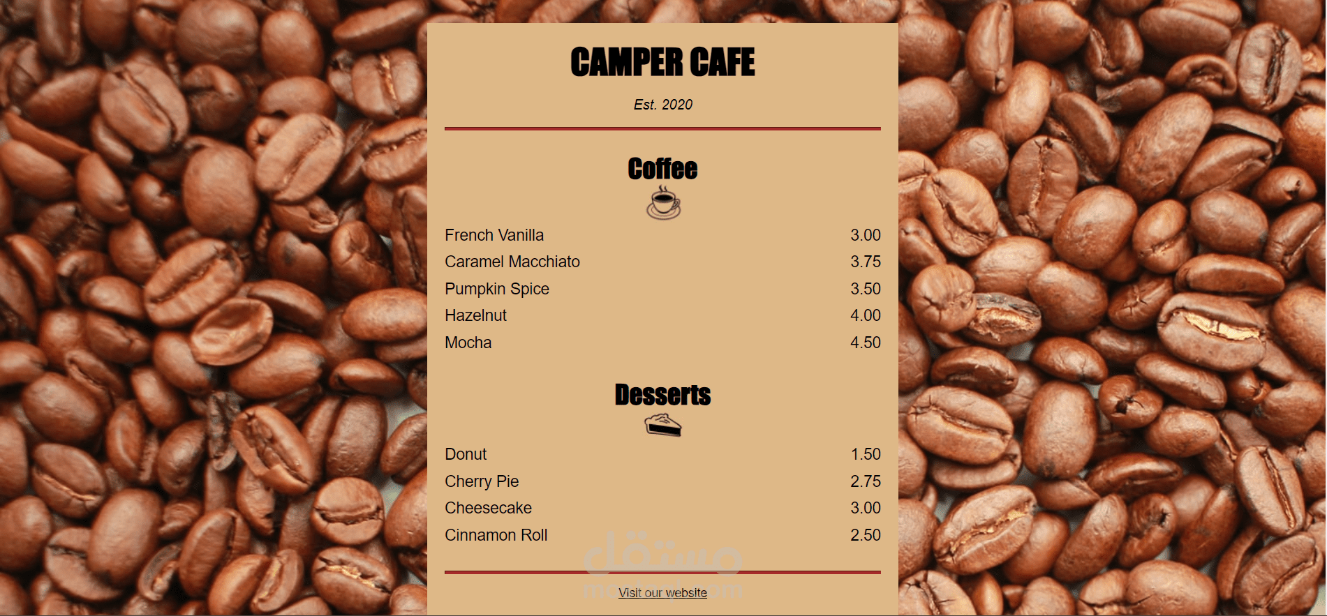 Caffe Menu