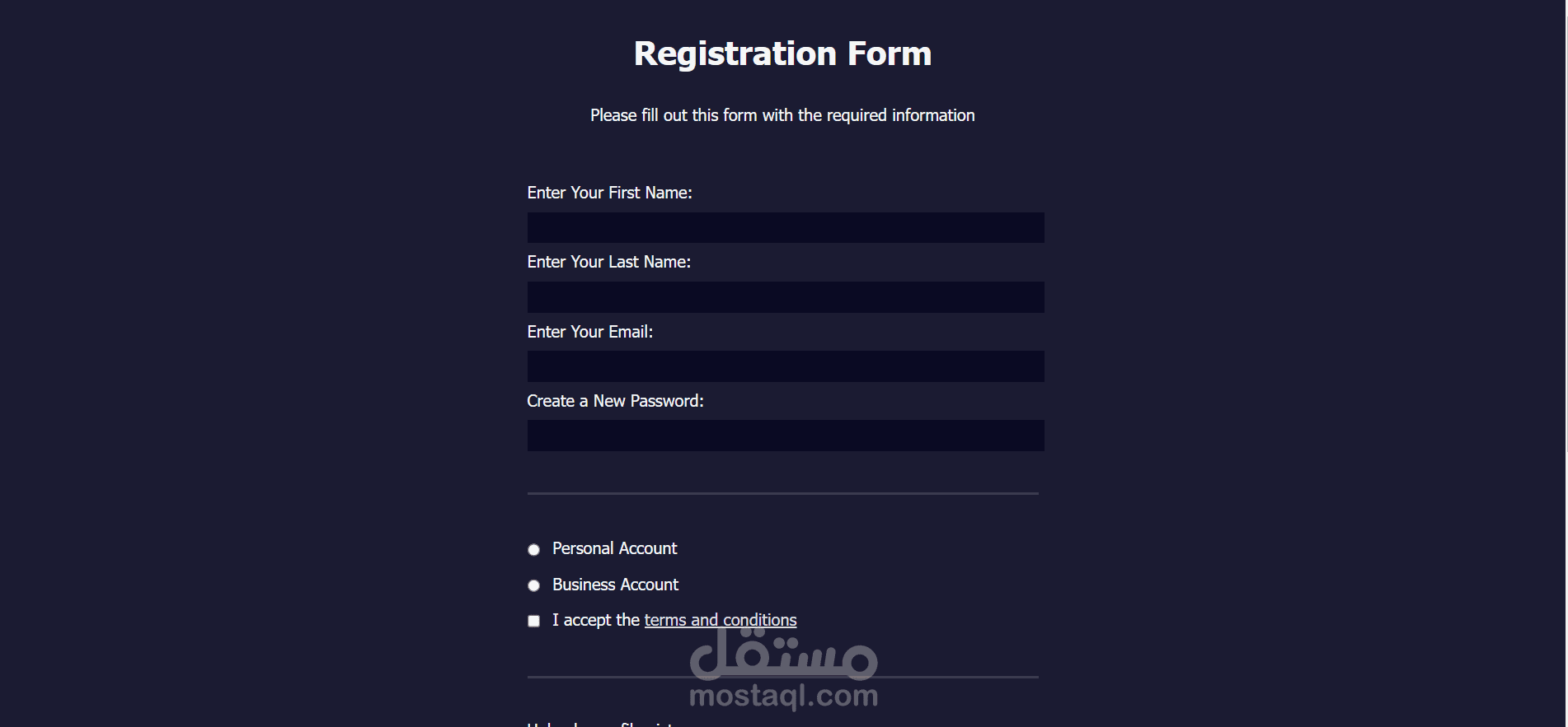 Registration form