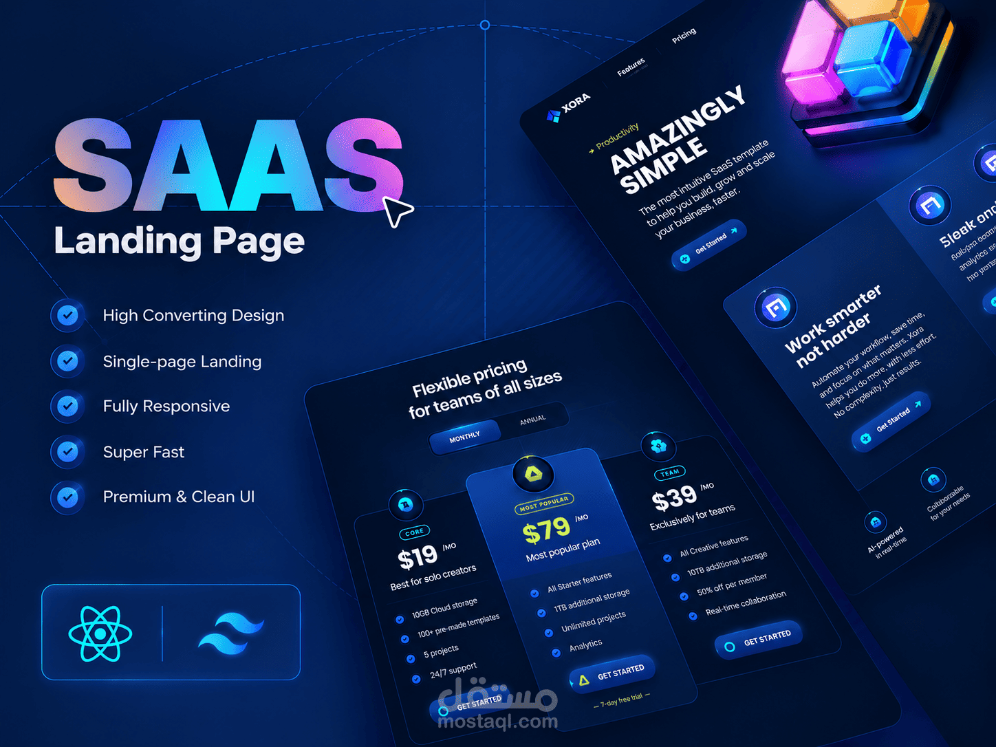 Premium UI — SaaS Landing Page — XORA