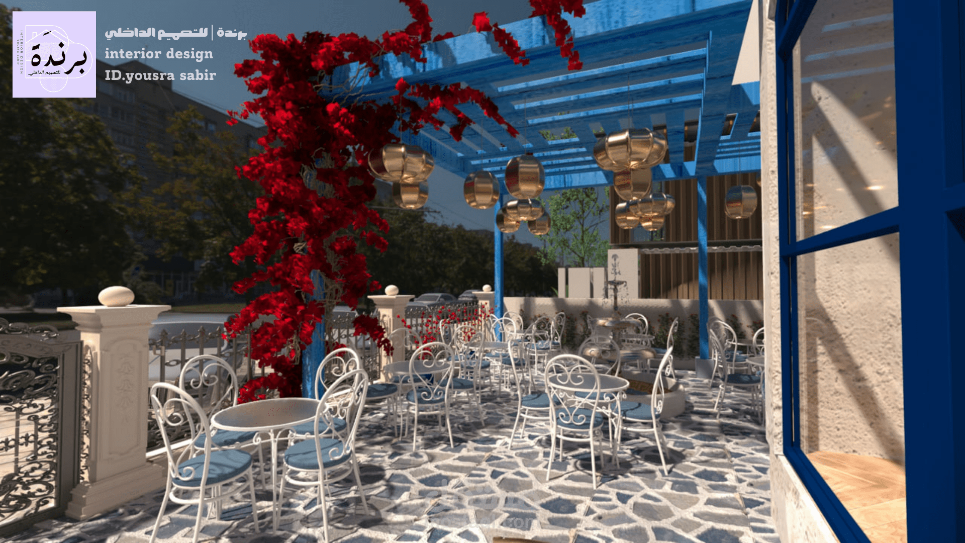 تصميم مطعم وكافية بطابع يوناني بمساحة 400م2