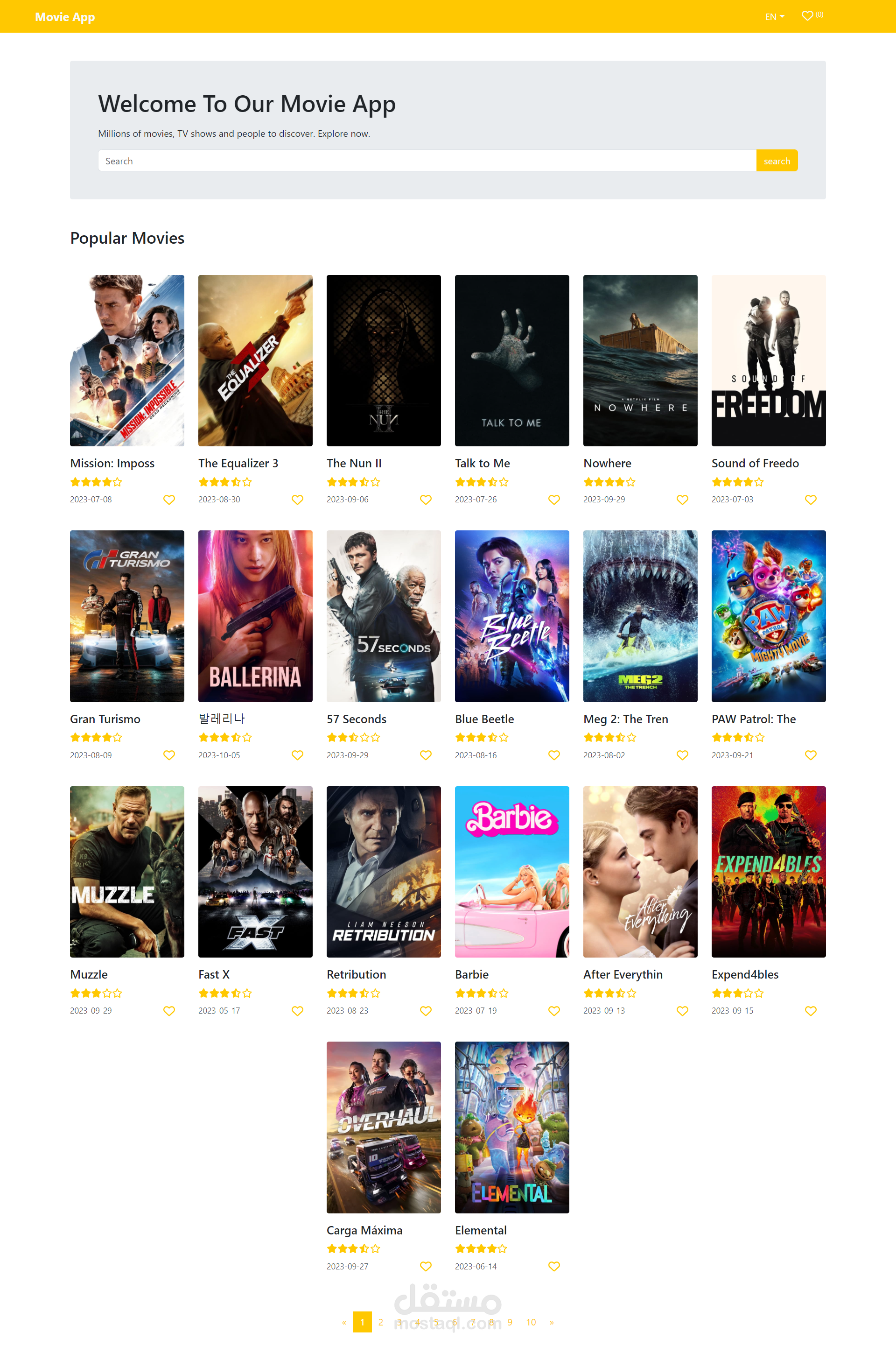 موقع أفلام باستخدام ال React
